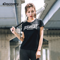 discovery expedition Discovery白色t恤女夏季新款短袖运动休闲潮圆领时尚修身韩版上衣
