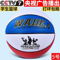 韦德\/wade 儿童篮球小学生室外水泥地 耐磨篮球幼儿篮球青少年篮球 升级款,5号红蓝白姓名