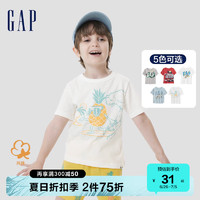 Gap男幼童夏季2023新款纯棉趣味短袖794613儿童装可爱运动T恤
