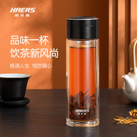 高档玻璃杯男士车载办公透明双层水晶杯隔热加厚泡茶杯子Q