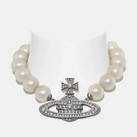 Vivienne Westwood 人造珍珠水晶银色项链