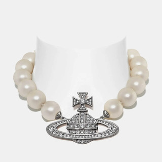 Vivienne Westwood 人造珍珠水晶银色项链
