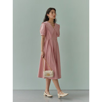 DUSHU 独束 温柔娃娃领减龄连衣裙 压褶大摆裙