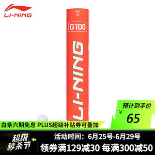 LI-NING 李宁 羽毛球精选耐打飞行稳定比赛训练球G100 G100/76速（12只/筒）鹅毛