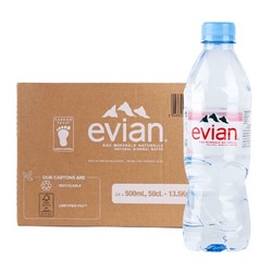 evian 依云 法国进口Evian依云500ml*24瓶弱碱性水天然矿泉水整箱全国包邮