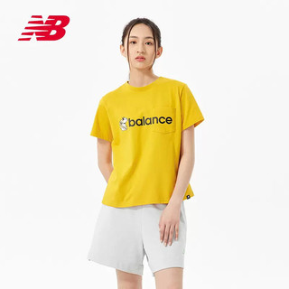 New Balance NB官方奥莱 女款夏季休闲印花时尚圆领针织短袖T恤