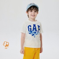 Gap 盖璞 男幼童夏季2023款字母纯棉T恤859534儿童装短袖