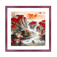 思荷 纯手绘斗方山水装饰画 《鸿运当头》70*70cm