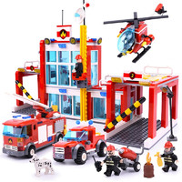 GUDI 古迪 积木拼装玩具儿童消防总局模型玩具拼插玩具 消防总局 874pcs