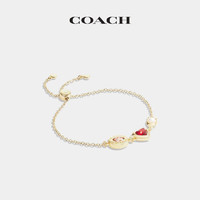 COACH 蔻驰 女士经典标志宝石和爱心滑扣手链 金色/红色 CG186_GD/RD