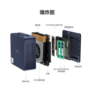 Beelink 零刻 SEi10 十代酷睿版 迷你台式机 蓝色（酷睿i5-1035G7、核芯显卡、16GB、500GB SDD）