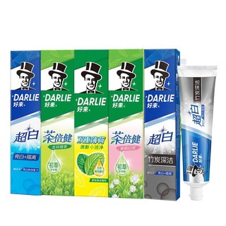 移动端：DARLIE 好来 黑人（DARLIE）好来牙膏薄荷超白竹炭绿茶白茶90g*5支清新口气洁白家庭