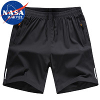 NASA MARVEL 短裤男夏季透气薄款户外跑步健身冰丝运动五分裤男装 黑色 XL