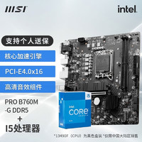 微星（MSI）B760主板搭英特尔I5 13400F 13490F 13600KF CPU套装迫击炮 PRO B760M-G DDR5 I5 13490F