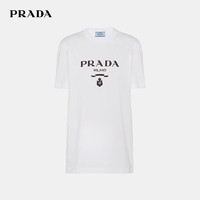 PRADA 普拉达 女士针织T恤刺绣徽标圆领 35838RS162-11DN-F0009 白色 M