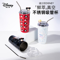迪士尼吸管杯女生高颜值保温杯新款2022办公水杯设计感小众咖啡杯