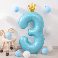 OUNIZI 欧妮姿 生日装饰周岁场景布置数字气球浪漫惊喜告白儿童派对蓝色皇冠3