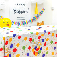 OUNIZI 欧妮姿 生日装饰桌布生日场景布置气球造型家用宝宝周岁成人生日派对桌布布置餐布台布 ins风彩色气球桌布