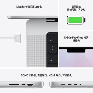 macbook pro 14英寸 2021新款m1pro芯片苹果笔记本电脑 金属银 14寸M1 Pro16G+1TB