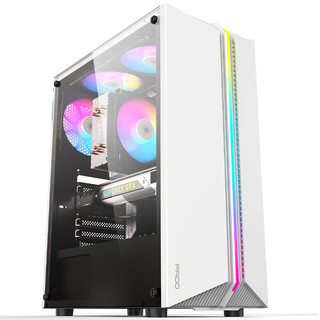 PADO 半岛铁盒 烈焰Z 白色 游戏办公台式机电脑主机箱（支持ATX主板/RGB灯条/亚克力全侧透/240冷排）