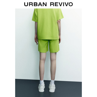 UR2023夏季新款女装运动风华夫格多色高腰松紧腰短裤UWU632023 XL (175/78A) 象牙白