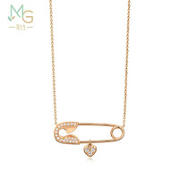 MINTYGREEN 爱情密语系列 90199N 心形18K玫瑰金钻石项链 47cm 2.5g