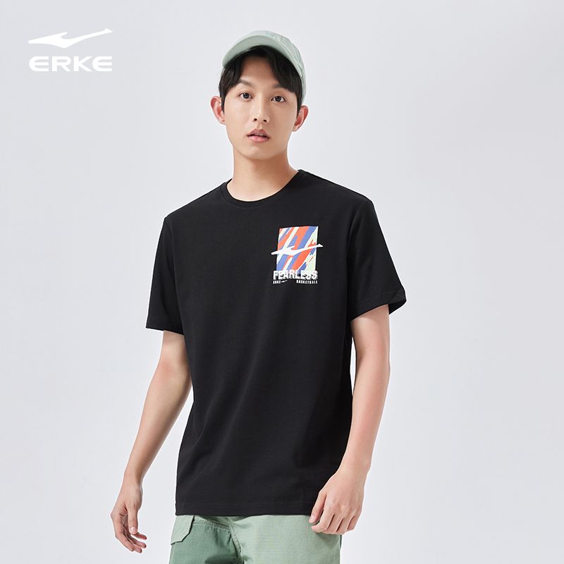 鸿星尔克短袖2023夏季男运动休闲简约潮流短袖t恤上衣男百搭时尚