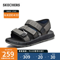 斯凯奇（Skechers）凉鞋男夏季户外休闲舒适魔术贴沙滩鞋时尚三段式搭带66024 炭灰色/黑色/CCBK 43