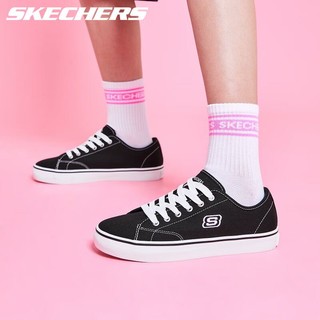 SKECHERS 斯凯奇 帆布鞋男鞋夏季黑色简约复古百搭休闲鞋女透气板鞋 -BLK 38