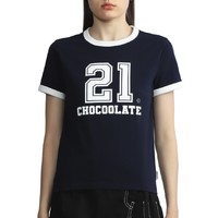 :CHOCOOLATE 女士饰logo文字印花T恤 B1XTEL1741XUINYL
