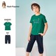 暇步士 童装男童套装2022年夏季新款男大童夏季舒适清爽套装 松叶绿 110cm