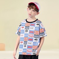 SNOOPY 史努比 2023夏季新款男童小众设计款纯棉上衣中大童卡通满印短袖T恤