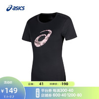 ASICS 亚瑟士 女子透气跑步短袖T恤舒适百搭运动衫 2012C724-001 黑色 M