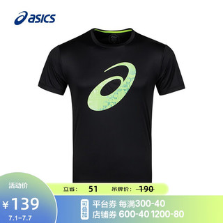 ASICS 亚瑟士 男士运动舒适T恤跑步短袖 2011C442-001 黑色 L