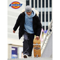 Dickies 帝客 羽绒服 迷彩印花撞色厚外套 秋冬男式灰鸭绒中长款外套 9482 黑色 M