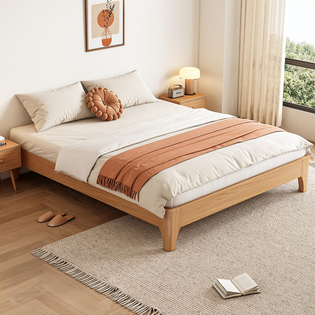 礼彬 全实木尺寸定制1.2/1.35/1.5/1.8米无床头床架子榻榻米排骨架床