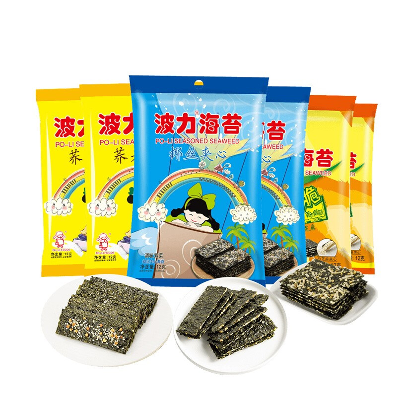 POLI 波力食品 波力海苔夹心脆片罐装零食即食 72g （12克*6包）