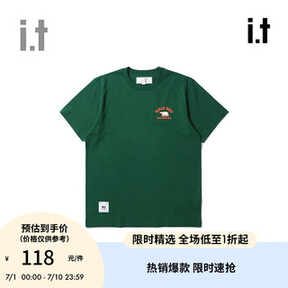:CHOCOOLATE 男装短袖恤2023夏季新品休闲简约基础半袖LTEU06K GRD/绿色 XL
