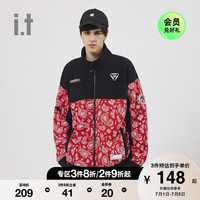 it :CHOCOOLATE男装拉链卫衣秋季潮流腰果花拼接3446XWF