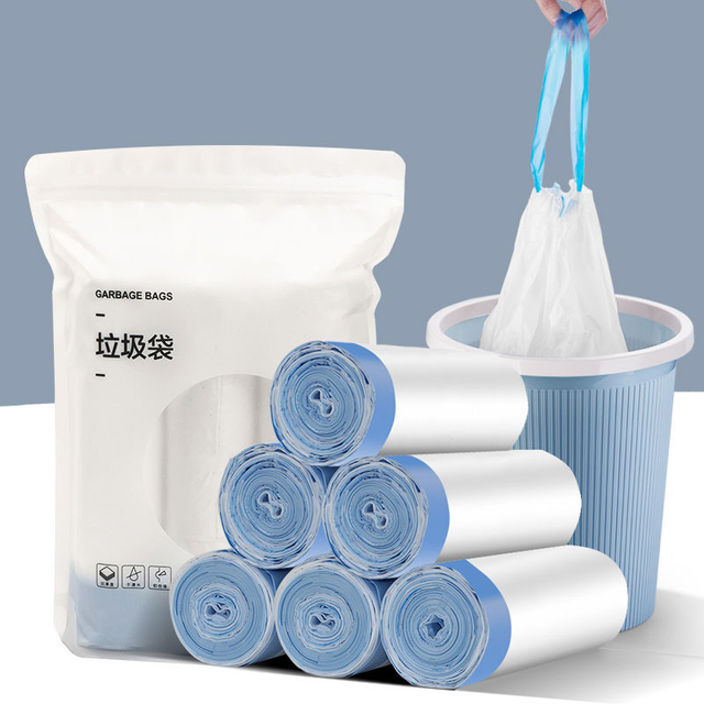 uBay 拉绳垃圾袋 家用厨房加厚手提式自动收口不脏手塑料袋45*50cm