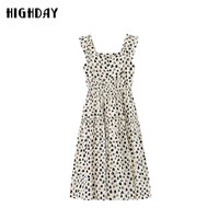 HIGH DAY 轩日 highday轩日夏季小爱心镂空背带裙女修身方领无袖连衣裙女中长裙