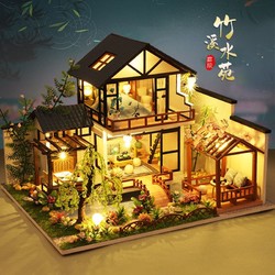 咔噜噜 中国风diy小屋别墅竹溪水韵手工房子拼装模型创意生日礼物闺蜜女