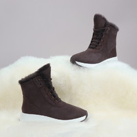 COZY/RICH STEPS联名款冬季新款羊皮毛一体女靴 35 巧克力色