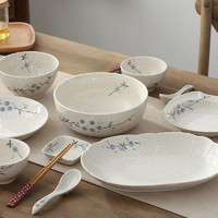 雅泰日式陶瓷餐具复古碟子菜盘鱼盘家用釉下彩汤碗吃饭深大碗面碗