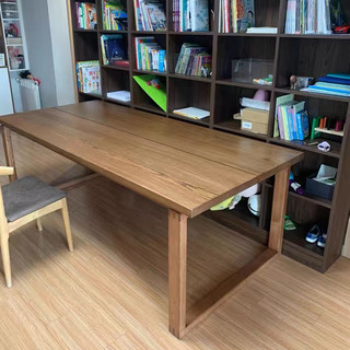 莫比恩实木书桌工作台家用客厅学习桌白蜡木长条桌原木办公电脑桌