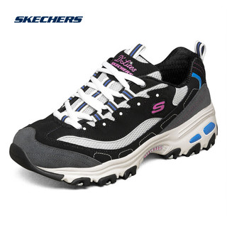 斯凯奇（Skechers）女复古运动老爹鞋拼色熊猫鞋 11947 BKBL黑色/蓝色 40