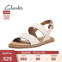 Clarks 其乐 女士2022夏季优雅一字带平底凉鞋女鞋罗马鞋 白色 36