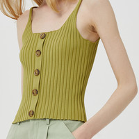 HOWL STUDIO HOWL夏新款法式纽扣高弹修身显瘦坑条针织吊带背心女