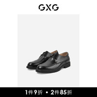 GXG 男鞋2023春季新款商务正装鞋男圆头真皮黑色增高德比鞋婚皮鞋