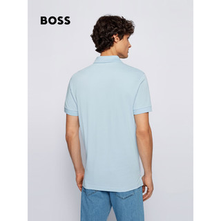 BOSS男士夏季经典款翻领棉质常规短袖Polo衫 450-浅蓝色 XXXL
